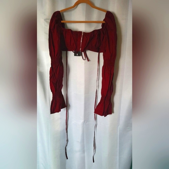 Meet Me At Brunch Crop Top (Wine) - Picture 5 of 7